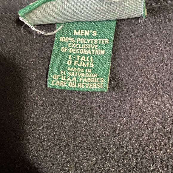 L.L. Bean Mens Large Tall Black Fleece Polartec Outdoor Zip Up Jacket- Sz-L/Tall - Picture 10 of 16